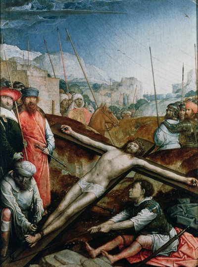 Christus am Kreuz erhöht, 1496-1504 von Juan de Flandes